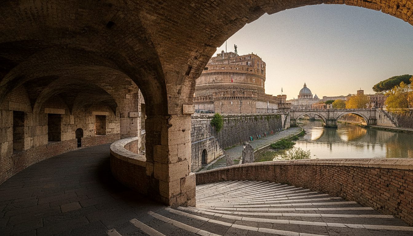 Bezoekers lopen de spiraalvormige Romeinse hellingbaan op in de Engelenburcht
