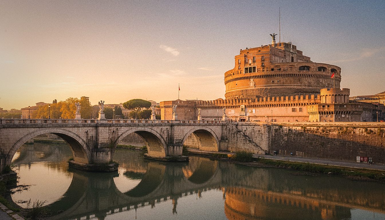 Kassarij en ingang van de Engelenburcht in Rome met bezoekers die hun ticket klaarhouden